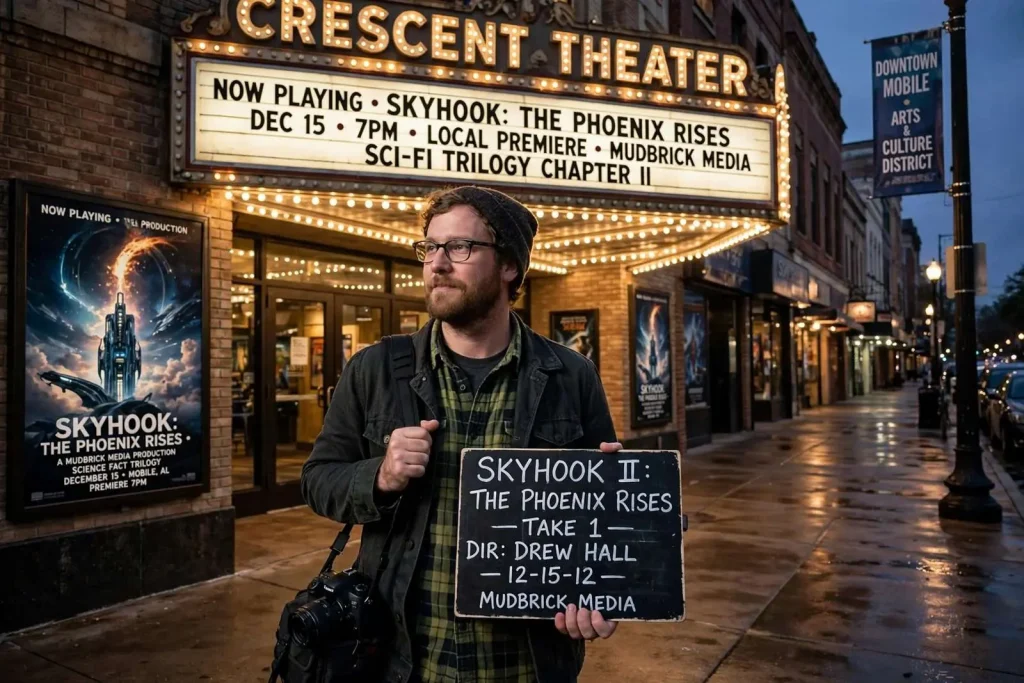 Illustration for the news story: Mobile Filmmaker Drew Hall Brings Sci-Fi Trilogy to the Crescent Theater
