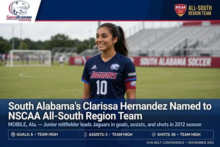 Illustration for the news story: South Alabama’s Clarissa Hernandez Named to NSCAA All-South Region Team