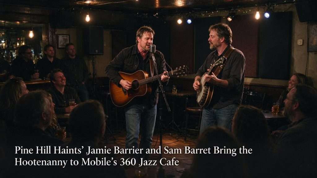 Illustration for the news story: Pine Hill Haints’ Jamie Barrier and Sam Barret Bring the Hootenanny to Mobile’s 360 Jazz Cafe