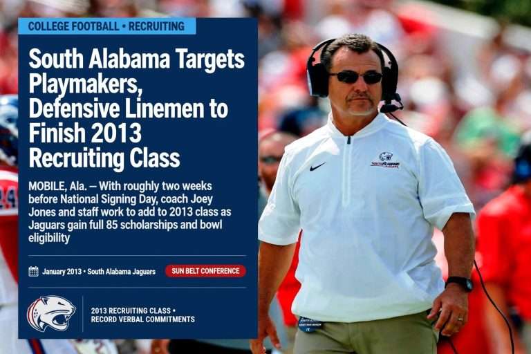 Illustration for the news story: South Alabama Targets Playmakers, Defensive Linemen to Finish 2013 Recruiting Class