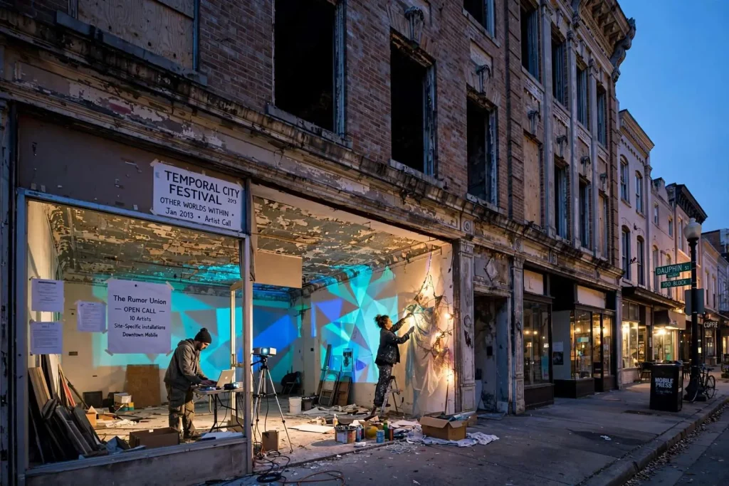 Illustration for the news story: Temporal City Festival 2013 Invites Artists to Reimagine Downtown Mobile’s Abandoned Spaces