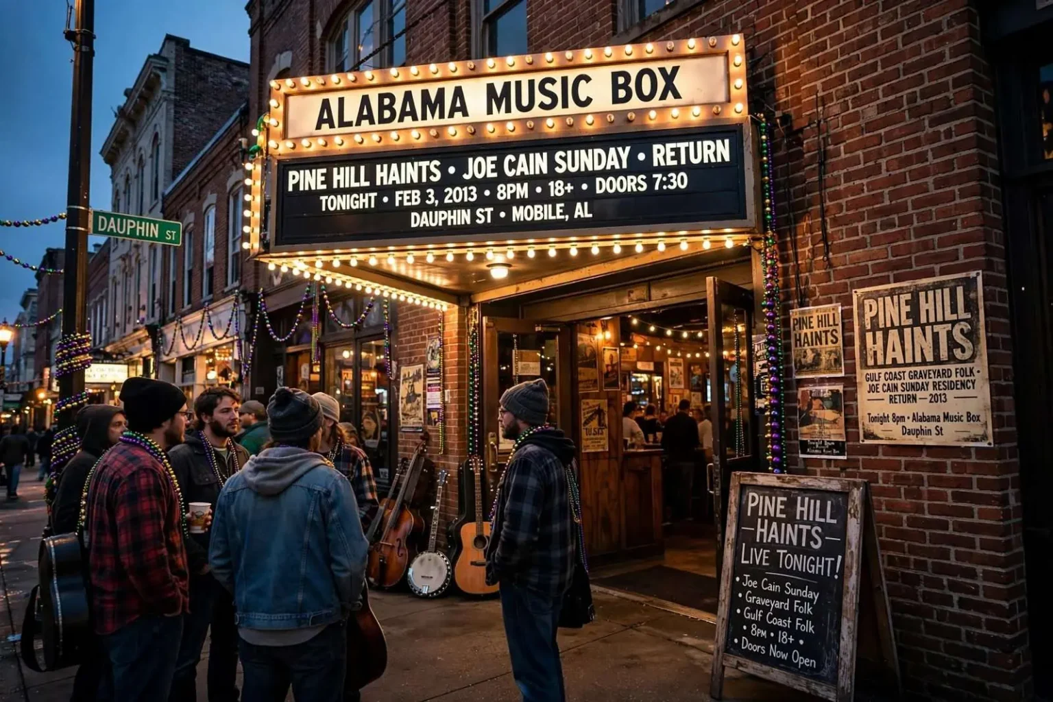 Illustration for the news story: Alabama Music Box Keeps Its Joe Cain Sunday Tradition Alive with the Pine Hill Haints’ Return