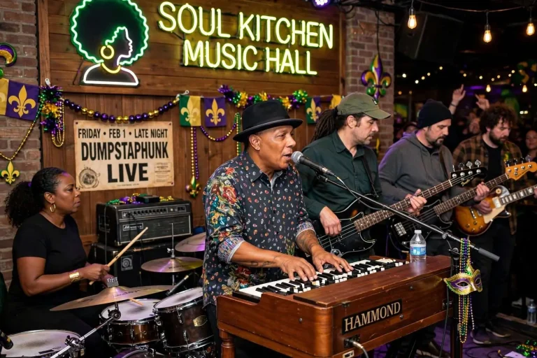 Illustration for the news story: Ivan Neville’s Dumpstaphunk Brings Bass-Heavy Funk to Soul Kitchen