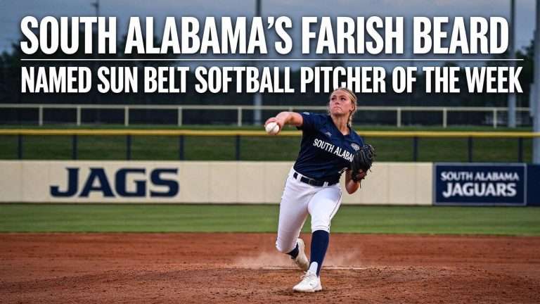 Illustration for the news story: South Alabama’s Farish Beard Named Sun Belt Softball Pitcher of the Week