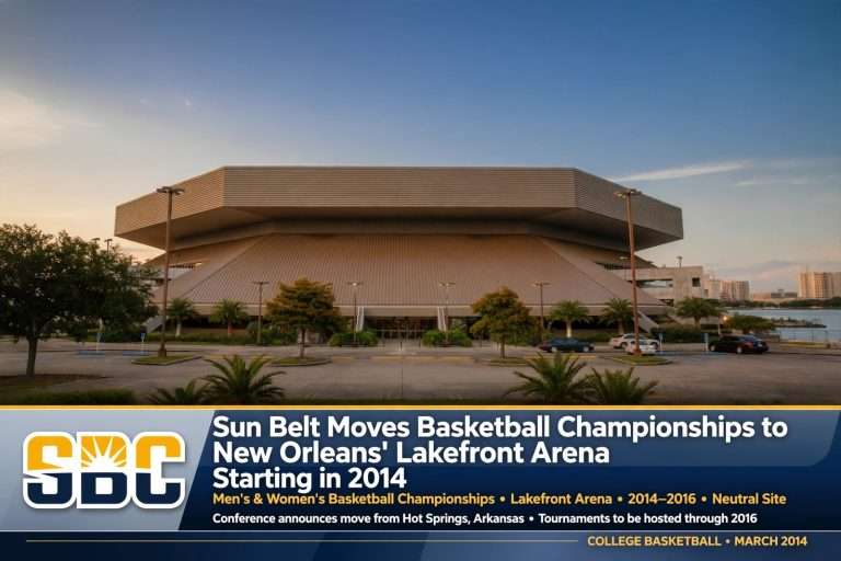 Illustration for the news story: Sun Belt Moves Basketball Championships to New Orleans’ Lakefront Arena Starting in 2014