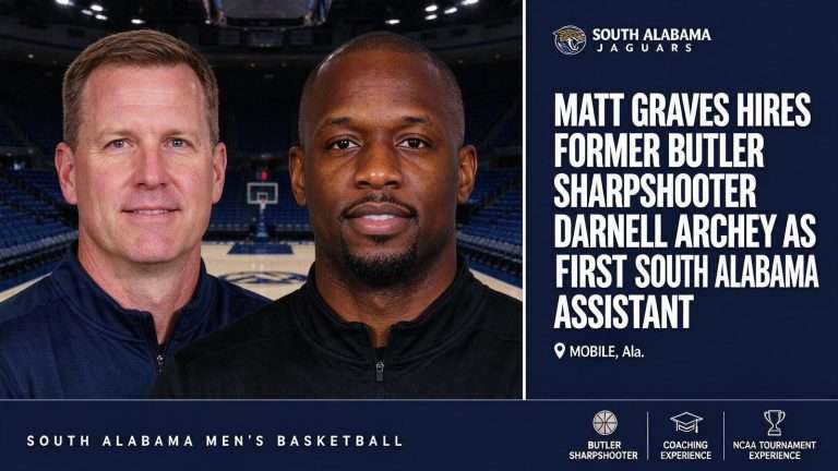Illustration for the news story: Matt Graves Hires Former Butler Sharpshooter Darnell Archey as First South Alabama Assistant
