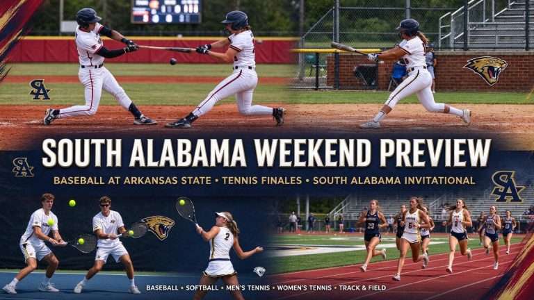 Illustration for the news story: South Alabama Weekend Preview: Baseball at Arkansas State, Tennis Finales, South Alabama Invitational