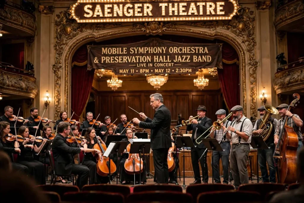 Illustration for the news story: Mobile Symphony Orchestra Welcomes Preservation Hall Jazz Band for Two Performances at the Saenger