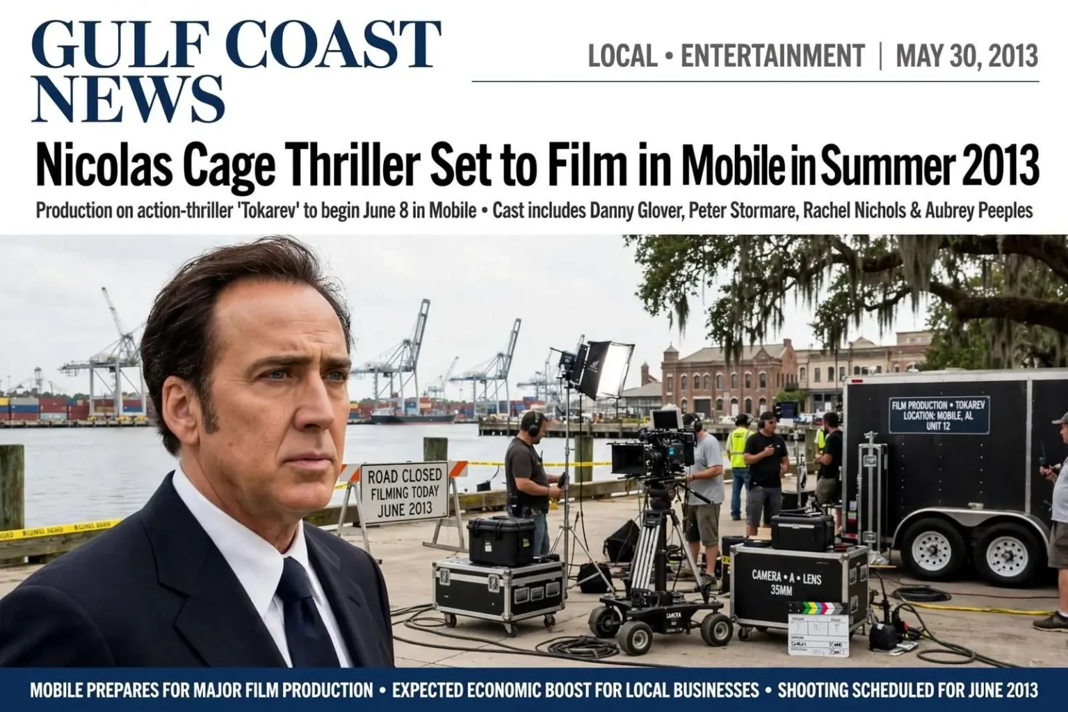 Illustration for the news story: Nicolas Cage Thriller Set to Film in Mobile in Summer 2013