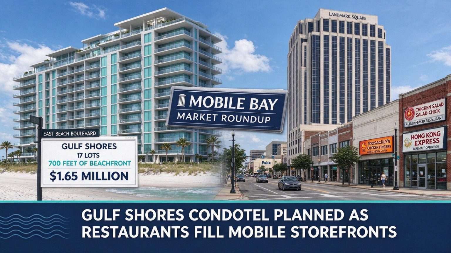 Illustration for the news story: Gulf Shores Condotel Planned as Restaurants Fill Mobile Storefronts