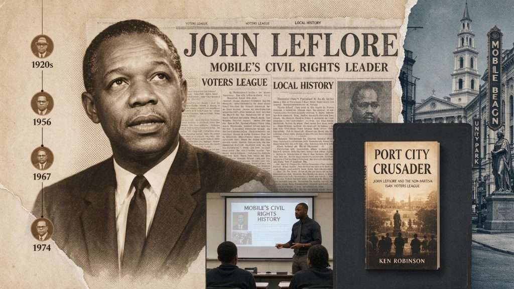 Illustration for the news story: Mobile Teacher Publishes Biography of Civil Rights Leader John LeFlore
