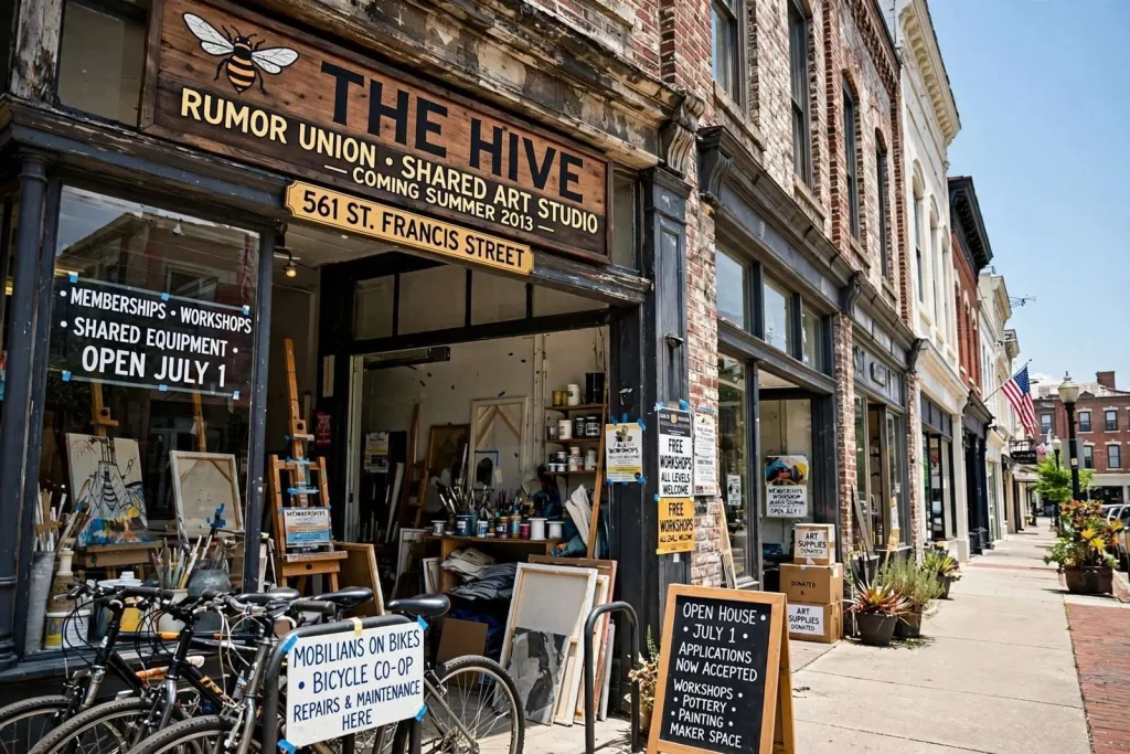 Illustration for the news story: Rumor Union Launches The Hive, a Shared Art Studio in Downtown Mobile