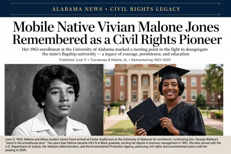 Illustration for the news story: Mobile Native Vivian Malone Jones Remembered as a Civil Rights Pioneer