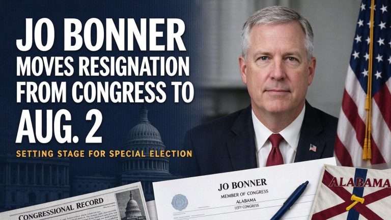 Illustration for the news story: Jo Bonner Moves Resignation From Congress to Aug. 2, Setting Stage for Special Election
