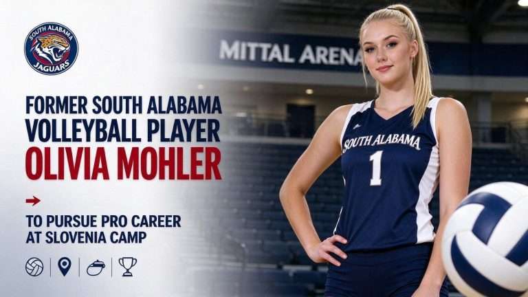 Illustration for the news story: Former South Alabama Volleyball Player Olivia Mohler to Pursue Pro Career at Slovenia Camp