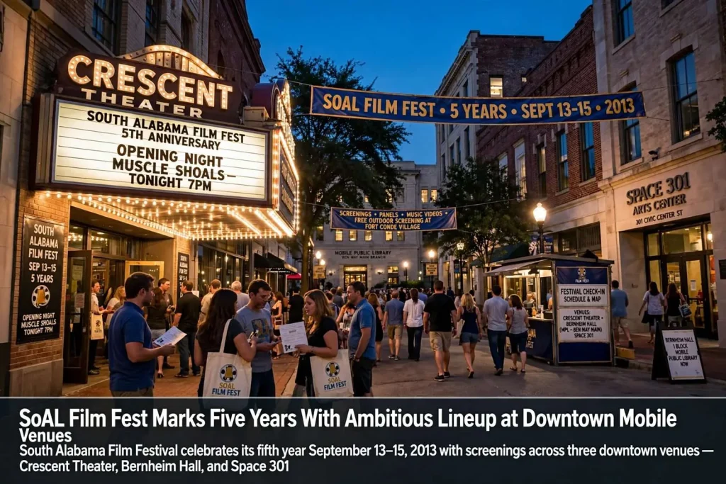 Illustration for the news story: SoAL Film Fest Marks Five Years With Ambitious Lineup at Downtown Mobile Venues
