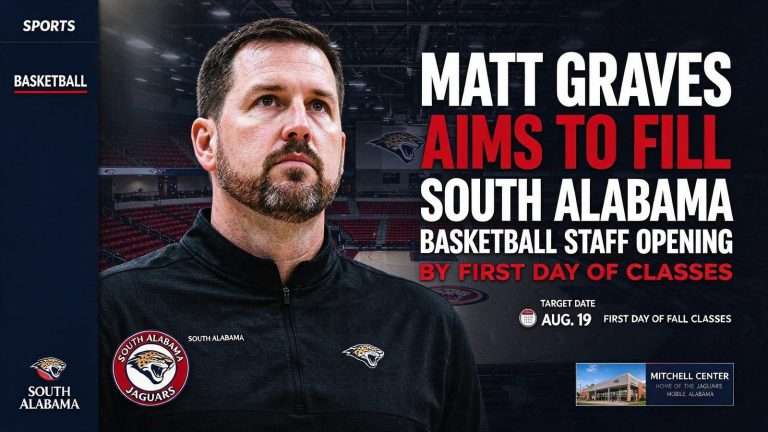 Illustration for the news story: Matt Graves Aims to Fill South Alabama Basketball Staff Opening by First Day of Classes