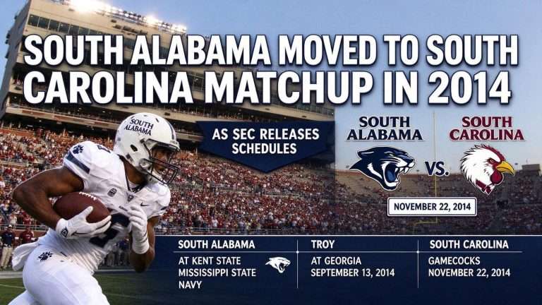 Illustration for the news story: South Alabama Moved to South Carolina Matchup in 2014 as SEC Releases Schedules