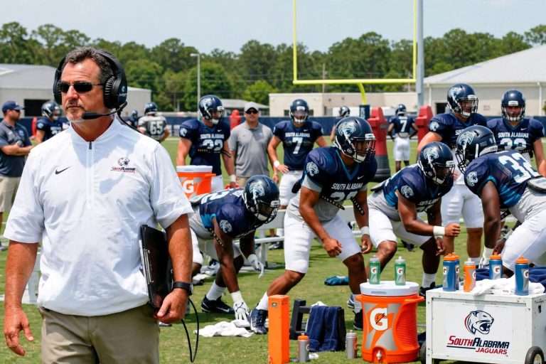Illustration for the news story: South Alabama Football Puts on Full Pads for First Time in 2013 Preseason Camp