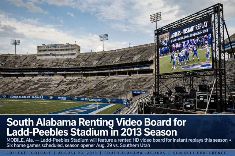 Illustration for the news story: South Alabama Renting Video Board for Ladd-Peebles Stadium in 2013 Season
