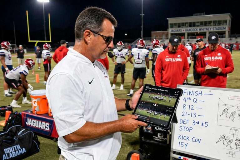 Illustration for the news story: South Alabama Returns to Practice as Joey Jones Reviews Film From Southern Utah Loss