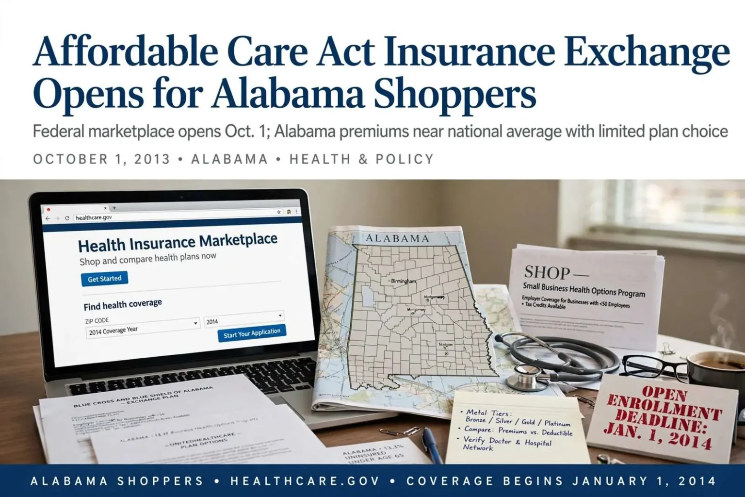 Illustration for the news story: Affordable Care Act Insurance Exchange Opens for Alabama Shoppers