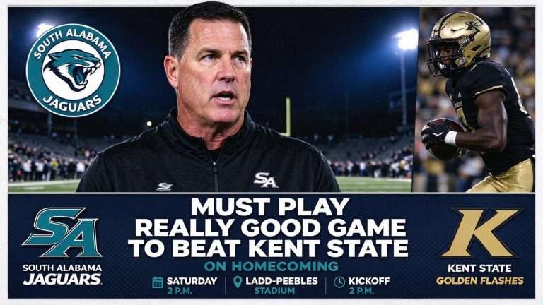 Illustration for the news story: Joey Jones Says South Alabama Must Play ‘Really Good Game’ to Beat Kent State on Homecoming