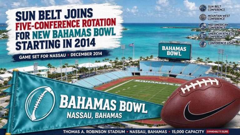 Illustration for the news story: Sun Belt Joins Five-Conference Rotation for New Bahamas Bowl Starting in 2014