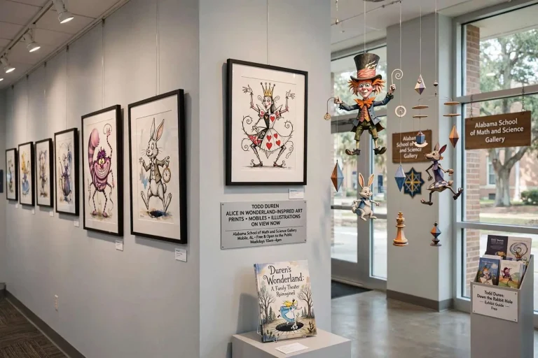 Illustration for the news story: Todd Duren’s Alice in Wonderland-Inspired Art on Display at ASMS in Mobile