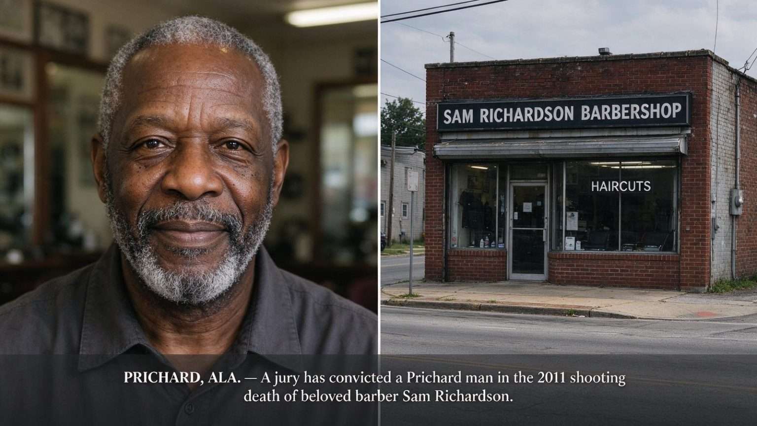 Illustration for the news story: Prichard Man Convicted in Shooting Death of Beloved Barber Sam Richardson
