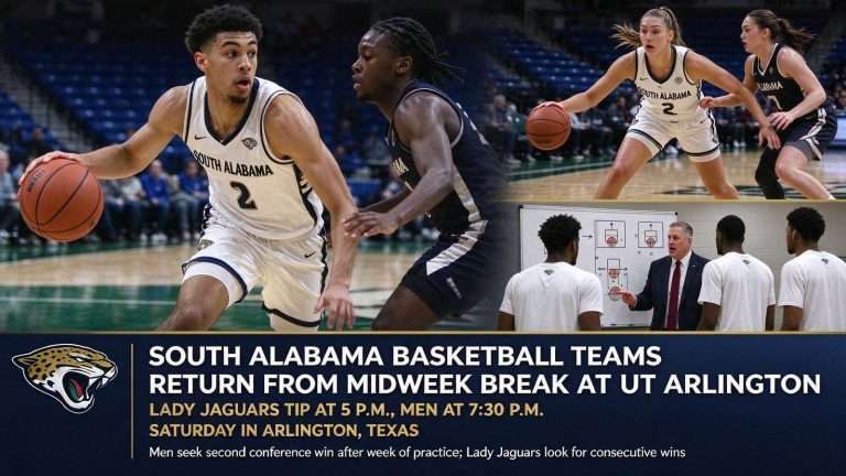 Illustration for the news story: South Alabama Basketball Teams Return From Midweek Break at UT Arlington