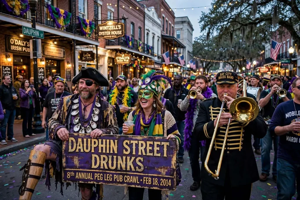 Illustration for the news story: Dauphin Street Drunks Set to Host 8th Annual Peg Leg Pub Crawl Through Downtown Mobile
