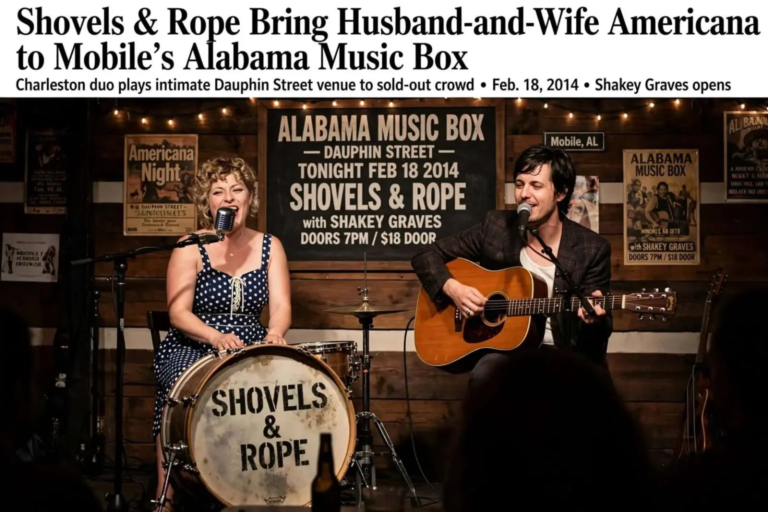Illustration for the news story: Shovels & Rope Bring Husband-and-Wife Americana to Mobile’s Alabama Music Box