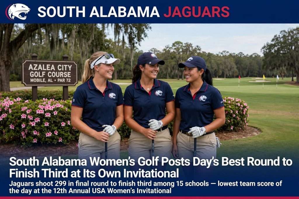 Illustration for the news story: South Alabama Women’s Golf Posts Day’s Best Round to Finish Third at Its Own Invitational