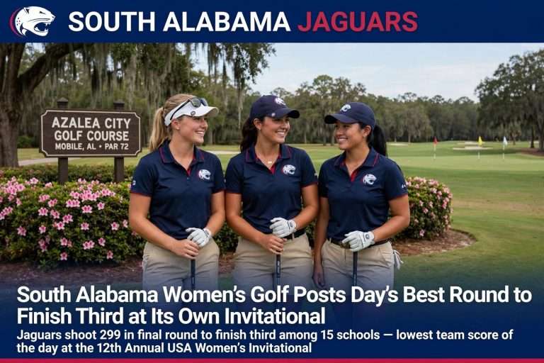 Illustration for the news story: South Alabama Women’s Golf Posts Day’s Best Round to Finish Third at Its Own Invitational