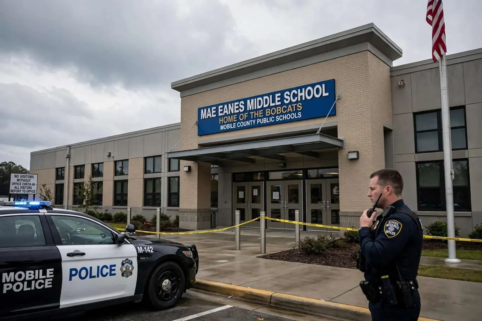 Illustration for the news story: Third Gun in a Month Turns Up on a Mobile County School Campus, Student Arrested