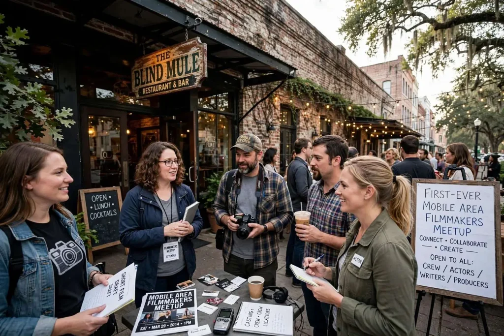 Illustration for the news story: First-Ever Mobile Area Filmmakers Meetup Set for the Blind Mule