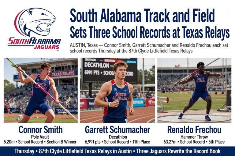 Illustration for the news story: South Alabama Track and Field Sets Three School Records at Texas Relays