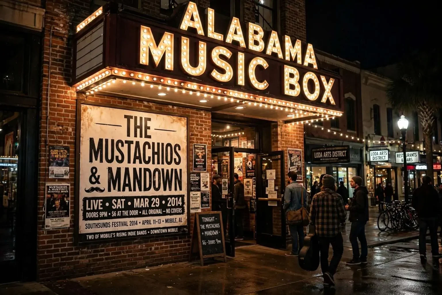 Illustration for the news story: The Mustachios and MANDOWN Brought Indie Energy to Alabama Music Box