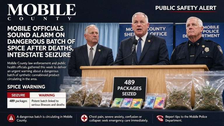 Illustration for the news story: Mobile Officials Sound Alarm on Dangerous Batch of Spice After Deaths, Interstate Seizure