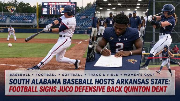 Illustration for the news story: South Alabama Baseball Hosts Arkansas State; Football Signs JUCO Defensive Back Quinton Dent