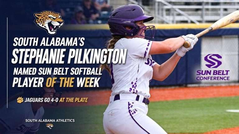 Illustration for the news story: South Alabama’s Stephanie Pilkington Named Sun Belt Softball Player of the Week