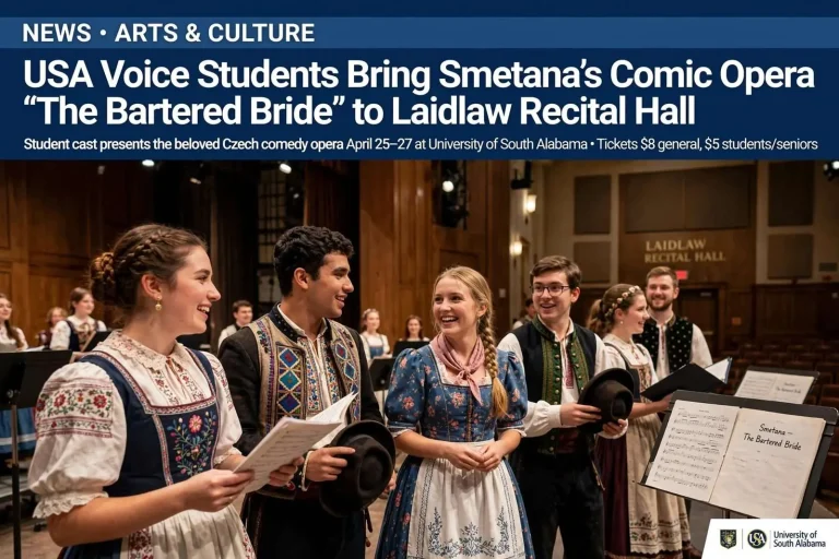 Illustration for the news story: USA Voice Students Bring Smetana’s Comic Opera “The Bartered Bride” to Laidlaw Recital Hall