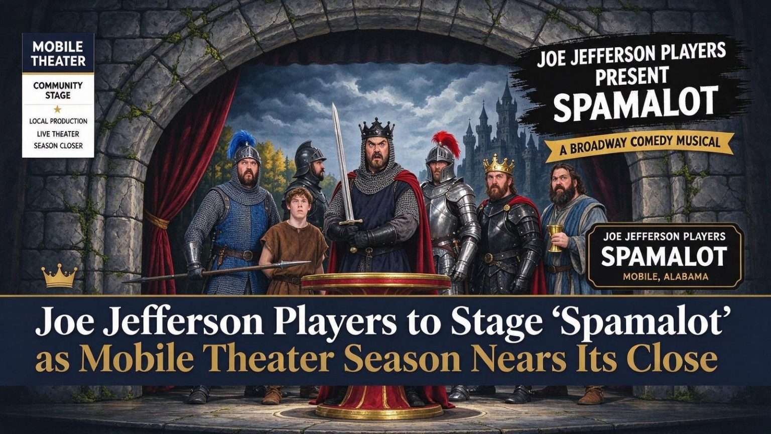 Illustration for the news story: Joe Jefferson Players to Stage ‘Spamalot’ as Mobile Theater Season Nears Its Close