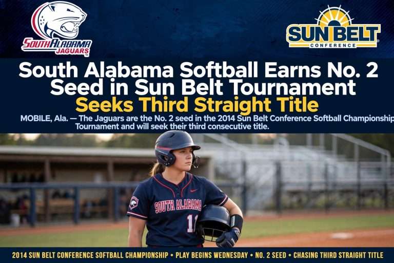 Illustration for the news story: South Alabama Softball Earns No. 2 Seed in Sun Belt Tournament, Seeks Third Straight Title