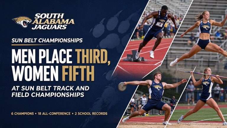 Illustration for the news story: South Alabama Men Place Third, Women Fifth at Sun Belt Track and Field Championships
