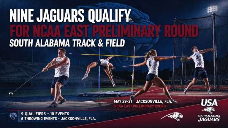 Illustration for the news story: Nine South Alabama Track and Field Athletes Qualify for NCAA East Preliminary Round