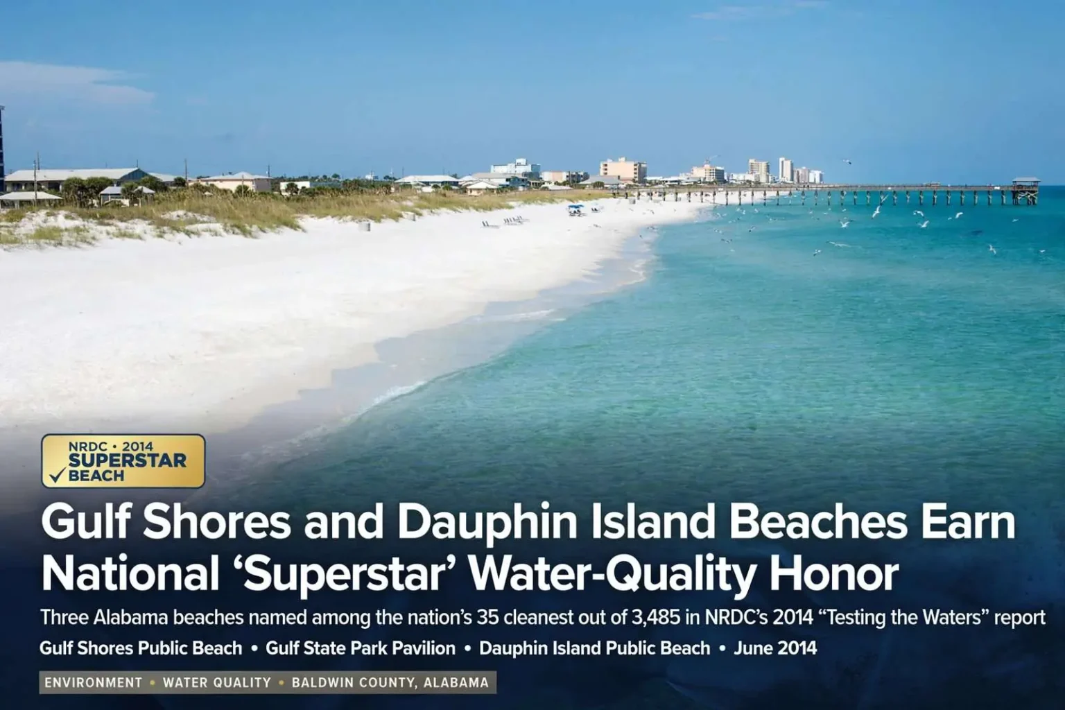 Illustration for the news story: Gulf Shores and Dauphin Island Beaches Earn National ‘Superstar’ Water-Quality Honor