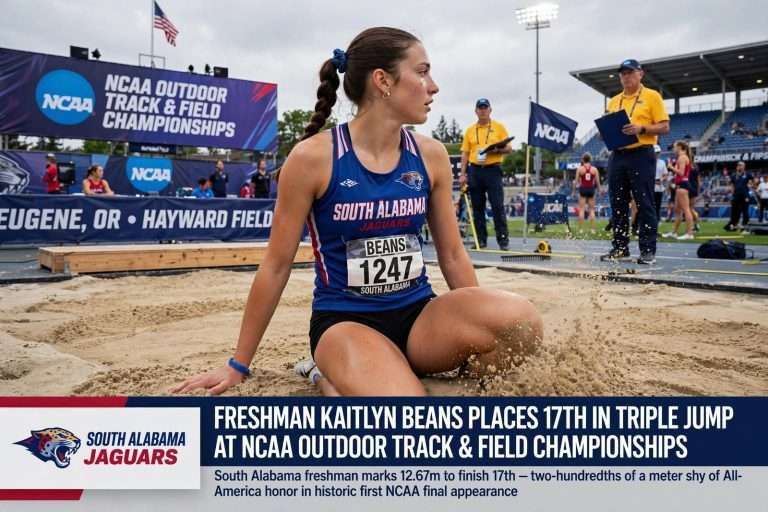 Illustration for the news story: Freshman Kaitlyn Beans Places 17th In Triple Jump At NCAA Outdoor Track And Field Championships