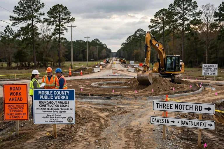 Illustration for the news story: Mobile County Breaks Ground on Roundabout at Three Notch Road and Dawes Lane